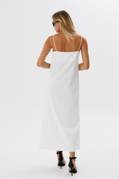 Белый сарафан из льняного текстиля с бретелями THE NAME 2321 молочный - фото 5