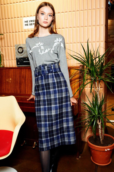 Джемпер свободный из трикотажа с вышивкой и лодочной горловиной Colors of PAPAYA 1229 - фото 1