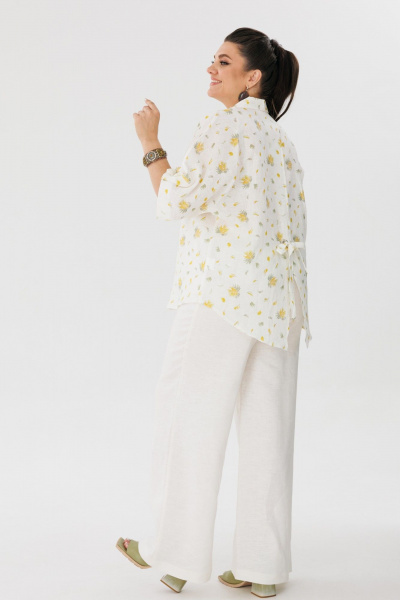 Летняя блуза из льна с рукавом летучая мышь Anelli 1464 мимоза - фото 7