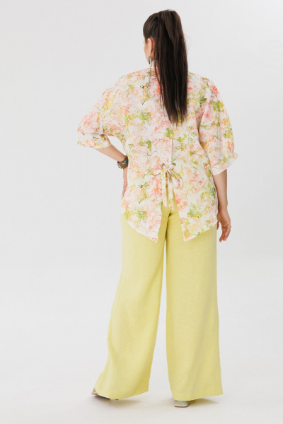 Льнящие брюки и комплект из льна для летних образов Anelli 1425.2 лимонад - фото 6