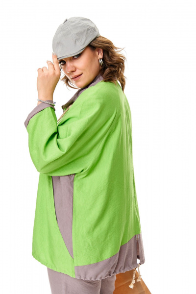 Лёгкий летний комплект из вискозы с кардиганом T&N 7534 зелень/какао - фото 6