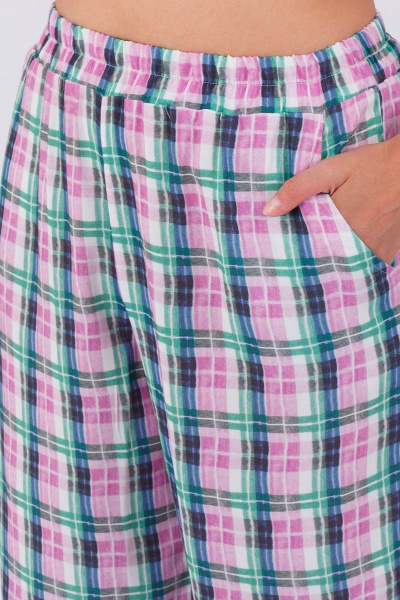 Брюки-палаццо из вискозы с высокой посадкой для лета Belarusachka РСД4284 клетка - фото 4