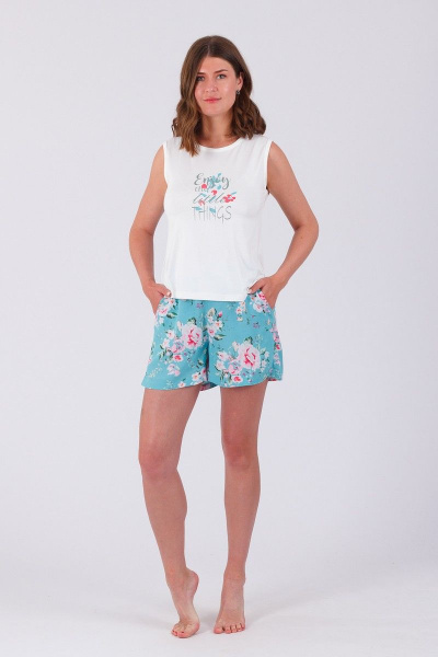 Майка и шорты из вискозы для домашнего луком Belarusachka РСД4649А/1 розы - фото 1