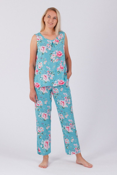 Блуза и брюки из вискозы для комфортного дома Belarusachka РСД4938 розы - фото 1