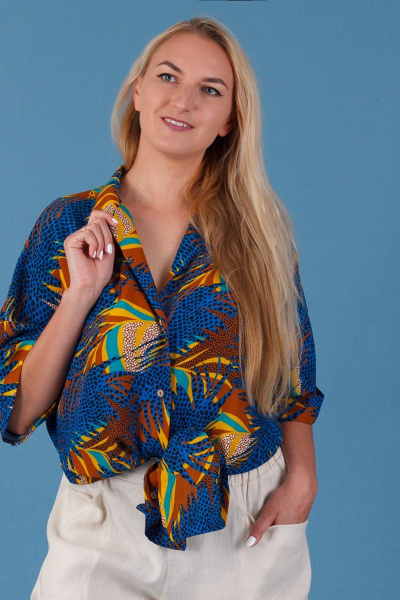 Туника из вискозы с синим мультиякором для лета Belarusachka РСД5054К жар-птица - фото 2