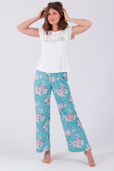 Комплект из футболки и брюк из вискозы для дома Belarusachka РСД5199Р/1 розы - фото 1