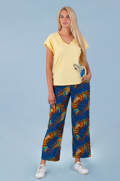 Брюки из вискозы с принтом и поясом на лето Belarusachka РСД5879 жар-птица - фото 2