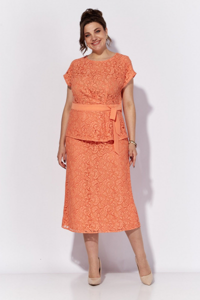 Оранжевая юбка из гипюра ниже колена для повседневных и праздничных образов Anna Majewska 1540 - фото 7