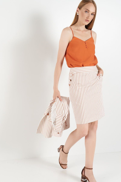 юбка на каждый день белая из текстиля и хлопка BURVIN 7344-21 - фото 1