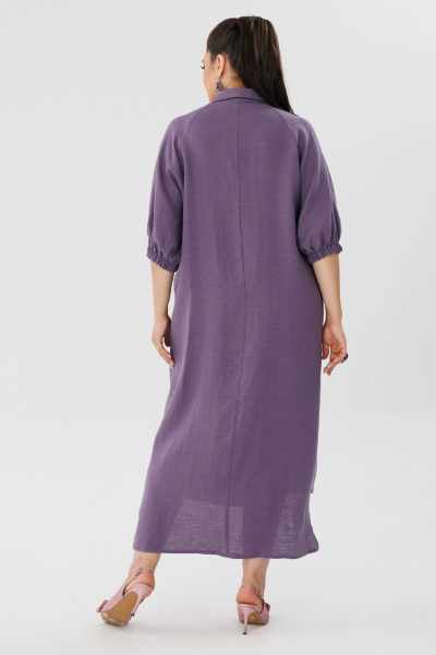 Платье-рубашка летнее из льна с эффектом яркости Anelli 1456 пурпур - фото 8