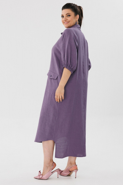 Платье-рубашка летнее из льна с эффектом яркости Anelli 1456 пурпур - фото 5