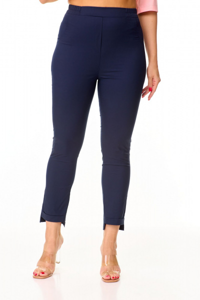 Эластичные женские брюки с асимметричным низом и карманами Abbi 2018 синий - фото 3