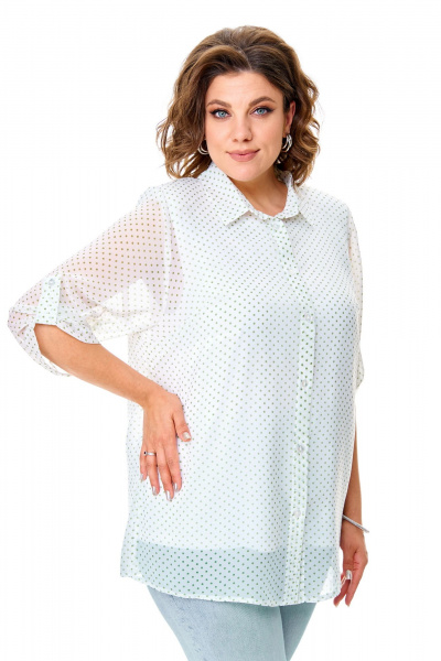 Летний комплект блуза и майка с принтом горох Abbi 5028 белый_горошек - фото 19