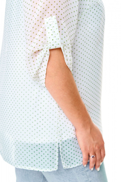 Летний комплект блуза и майка с принтом горох Abbi 5028 белый_горошек - фото 18