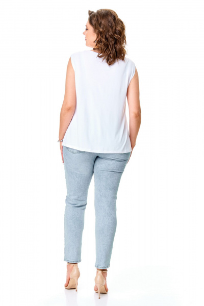 Летний комплект блуза и майка с принтом горох Abbi 5028 белый_горошек - фото 17