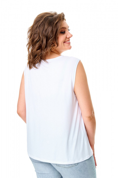 Летний комплект блуза и майка с принтом горох Abbi 5028 белый_горошек - фото 15