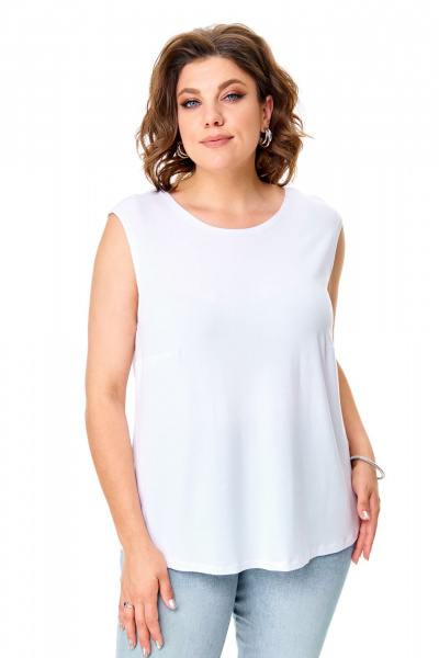 Летний комплект блуза и майка с принтом горох Abbi 5028 белый_горошек - фото 14