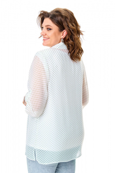 Летний комплект блуза и майка с принтом горох Abbi 5028 белый_горошек - фото 11