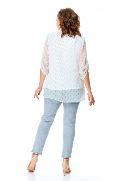 Летний комплект блуза и майка с принтом горох Abbi 5028 белый_горошек - фото 8