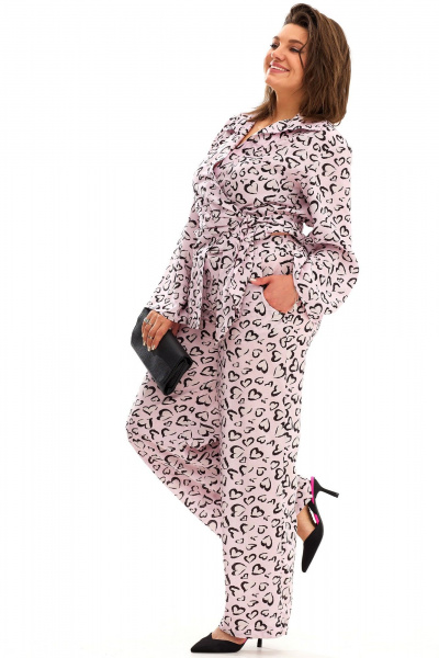 Брюки палаццо с принтом сердец свободный крой BegiModa 6051 розовое_сердце - фото 4