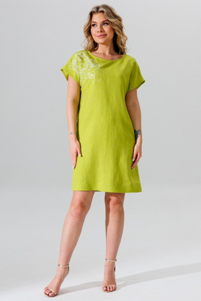 Летнее платье прямой крой с вышивкой пайетками и карманами Faufilure C1655 - фото 1