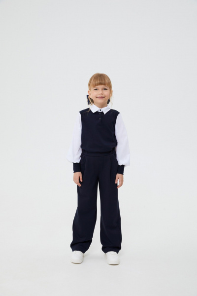 Джемпер из трикотажа синего цвета для делового и повседневного стиля Bell Bimbo 240231 т.синий - фото 1