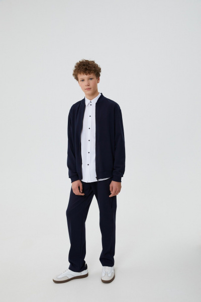 Джемпер свободный в стиле на каждый день из трикотажа Bell Bimbo 240281 т.синий - фото 3