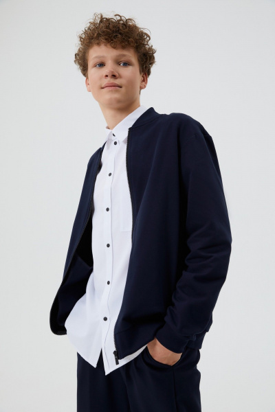 Джемпер свободный в стиле на каждый день из трикотажа Bell Bimbo 240281 т.синий - фото 1