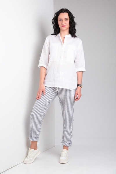 Брюки, рубашка Ma Vie М663 белый,бело-серая_полоска - фото 12