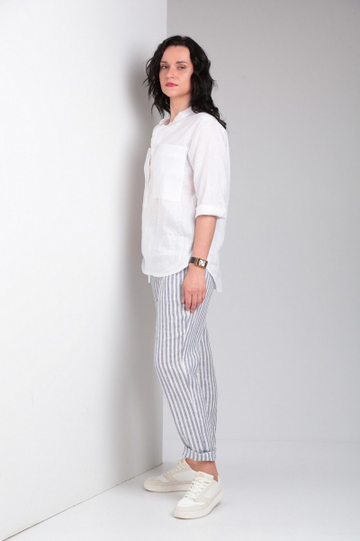 Брюки, рубашка Ma Vie М663 белый,бело-серая_полоска - фото 10