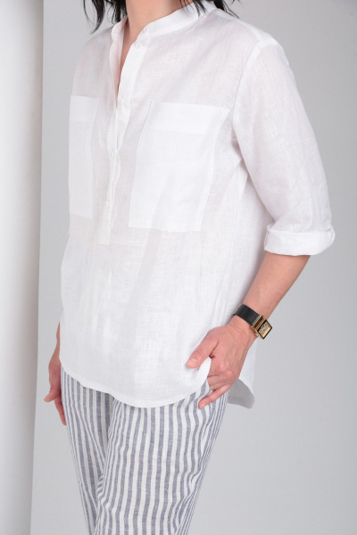 Брюки, рубашка Ma Vie М663 белый,бело-серая_полоска - фото 8