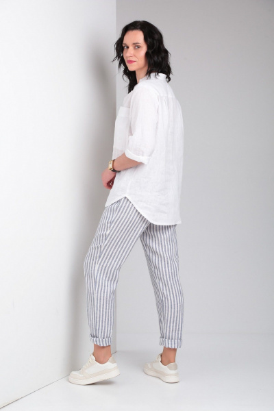 Брюки, рубашка Ma Vie М663 белый,бело-серая_полоска - фото 2