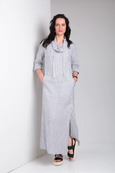 Платье Ma Vie М664 бело-серая_полоска - фото 11