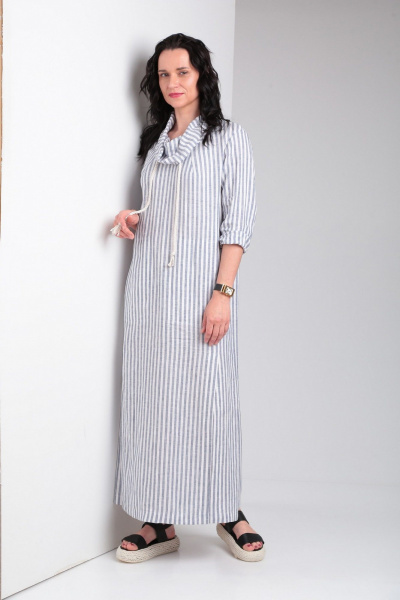 Платье Ma Vie М664 бело-серая_полоска - фото 10