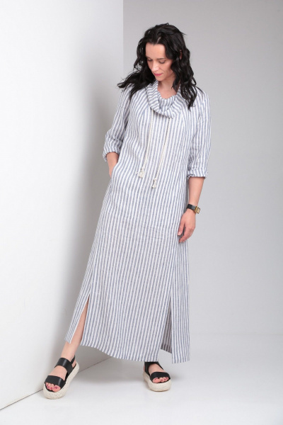 Платье Ma Vie М664 бело-серая_полоска - фото 9
