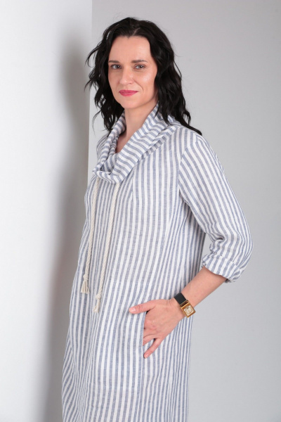 Платье Ma Vie М664 бело-серая_полоска - фото 7