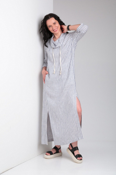 Платье Ma Vie М664 бело-серая_полоска - фото 3