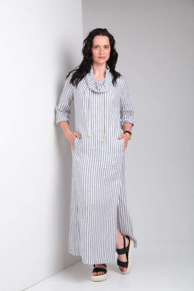 Платье Ma Vie М664 бело-серая_полоска - фото 2