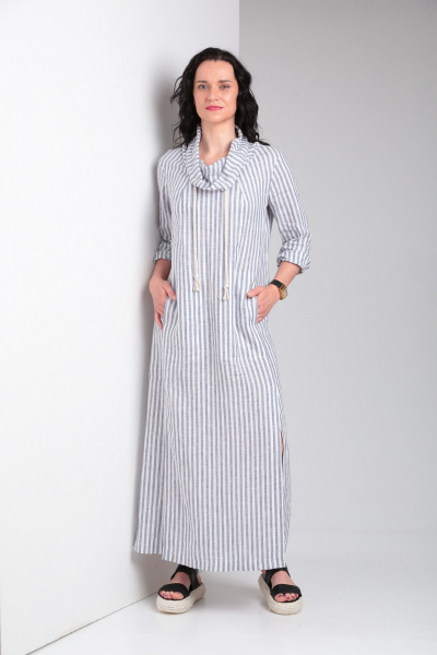 Платье Ma Vie М664 бело-серая_полоска - фото 1