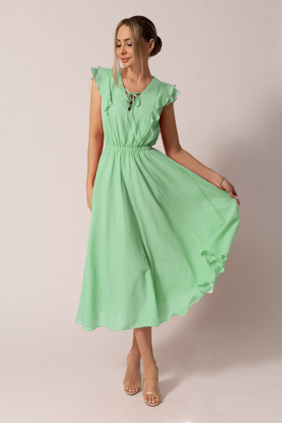 Летнее платье с кокеткой, рюшами и эластичной талией Golden Valley 44031 светло-зеленый - фото 1