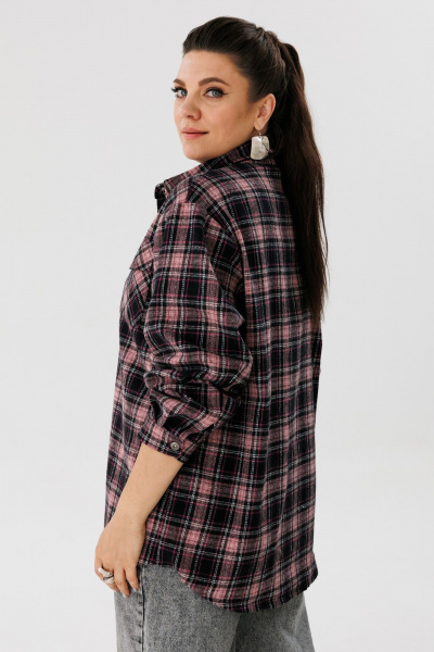 Рубашка клетка из шерстяного текстиля на каждый день Anelli 1452 орхидея - фото 4