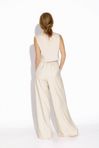 Костюм 2-ка из хлопкового жилета и широких брюк PiRS 4578 светло-бежевый - фото 5