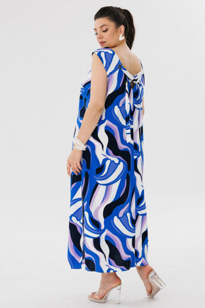 Сарафан трапеция с V-вырезом и разрезами Anelli 1472.2 ультрамарин - фото 7