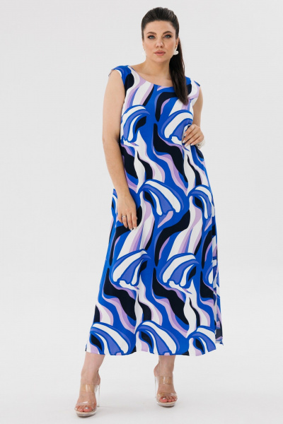 Сарафан трапеция с V-вырезом и разрезами Anelli 1472.2 ультрамарин - фото 1
