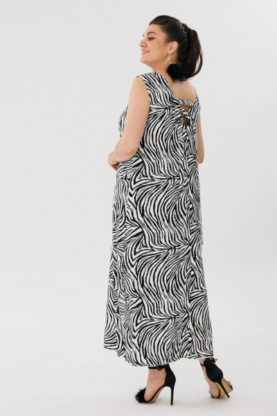 Сарафан трапеция с V-вырезом и завязками Anelli 1472.2 зебра - фото 9