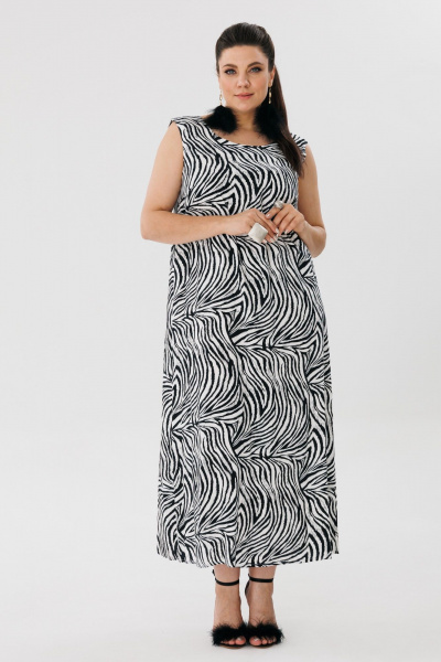 Сарафан трапеция с V-вырезом и завязками Anelli 1472.2 зебра - фото 8