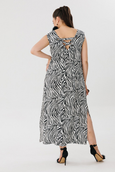 Сарафан трапеция с V-вырезом и завязками Anelli 1472.2 зебра - фото 4