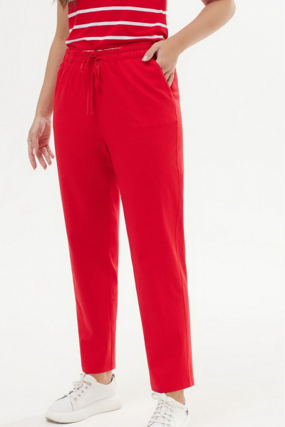 Льняные брюки прямого кроя с резинкой и шнуром Elady 4281 красный - фото 3