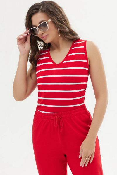 Льняные брюки прямого кроя с резинкой и шнуром Elady 4281 красный - фото 2