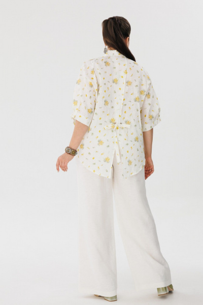 белые льняные штаны с карманами и классической посадкой Anelli 1425.2 белоснежка - фото 4